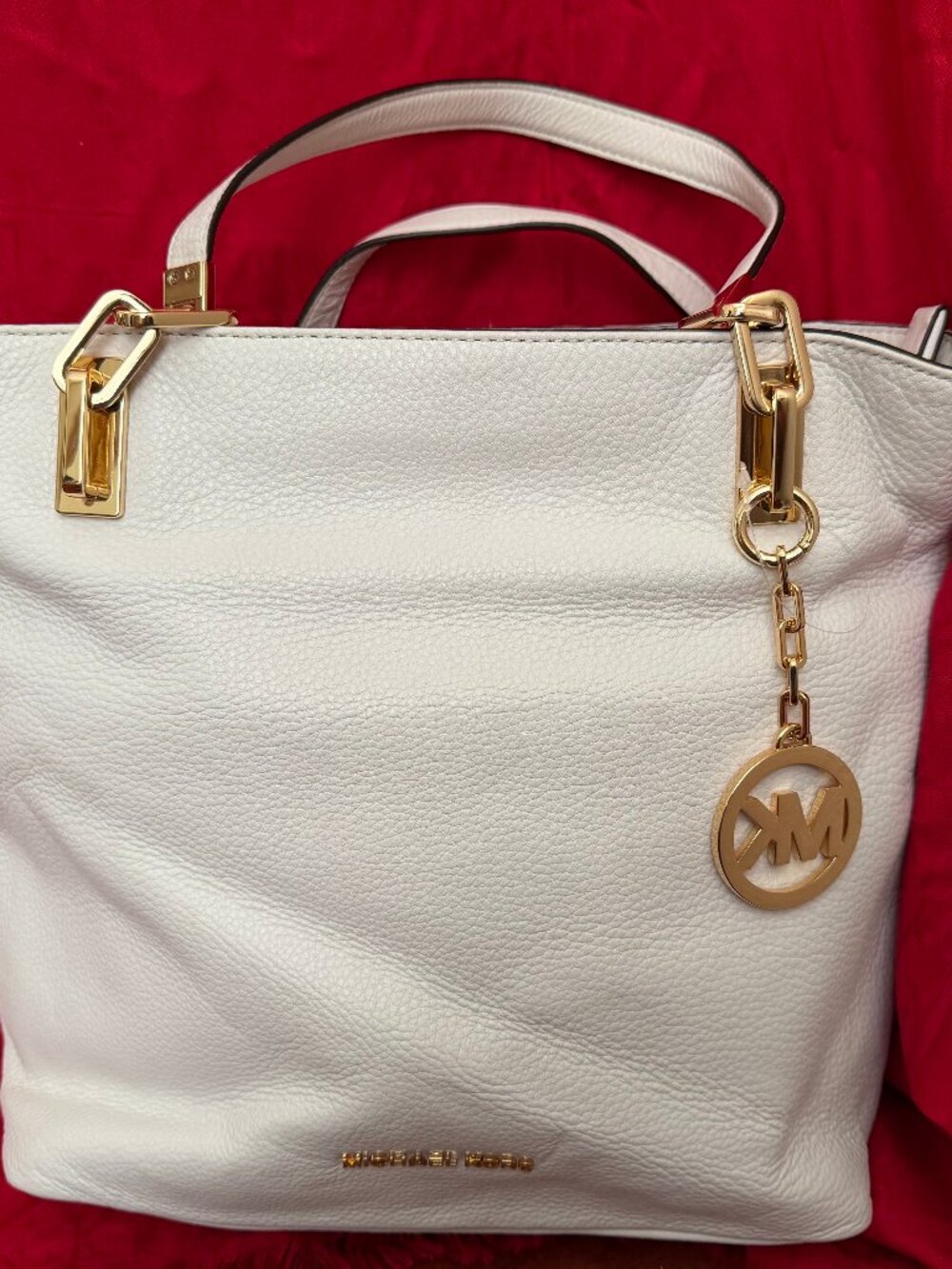 White Michael Kors pebbled leather tote with detachable cross-body strap - Picture 3 of 10
